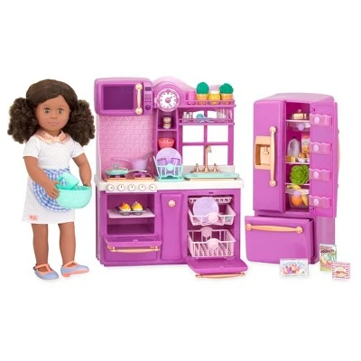 Our Generation Kitchen Accessory with Play Food for 18" Dolls - Gourmet Kitchen Playset - Lilac 4 Our Generation Kitchen Accessory with Play Food for 18" Dolls - Gourmet Kitchen Playset - Lilac - Image 2