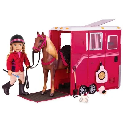Our Generation 18" Posable Riding Doll Lily-Anna with Outfits, Horse, and Trailer Accessory 3 Our Generation 18" Posable Riding Doll Lily-Anna with Outfits, Horse, and Trailer Accessory